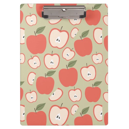 Anpassbare rote Apple Nahtloses Muster Klemmbrett (Vorderseite)