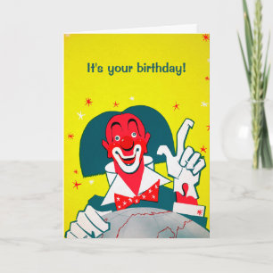 Anpassbare rote Clown-Grußkarte Feiertagskarte