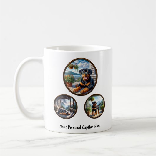 Anpassbare Rottweiler-Welpe Kaffeetasse (Links)