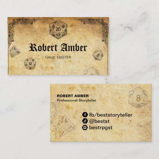 Anpassbare RPG-Würfel-GM-Visitenkarte Visitenkarte (Vorne/Hinten)