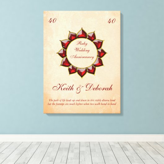 Anpassbare Ruby-Hochzeit Leinwanddruck (Insitu (Holzboden))