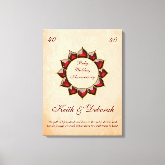 Anpassbare Ruby-Hochzeit Leinwanddruck (Vorderseite)
