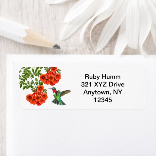 Anpassbare Ruby Throated Hummingbird auf Trumpet (Insitu)