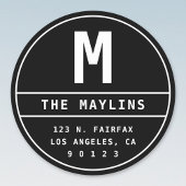 Anpassbare Rücksendeadresse mit Monogram Runder Aufkleber