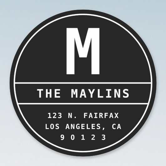 Anpassbare Rücksendeadresse mit Monogram Runder Aufkleber