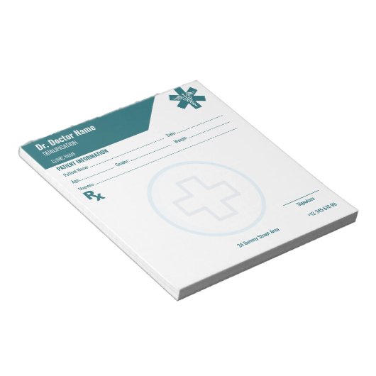 Anpassbare RX Pad für Ärzte - Verschreibungspad Notizblock (angewinkelt)