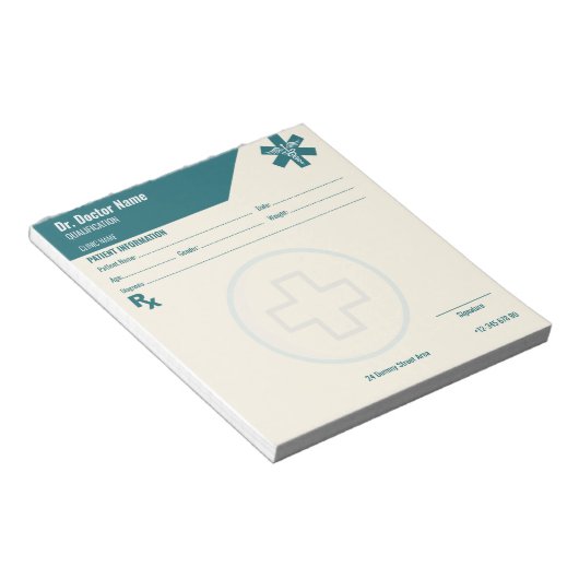 Anpassbare RX Pad für Ärzte - Verschreibungspad Notizblock (angewinkelt)