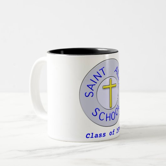 Anpassbare Saint-Alice-Schule Farbklasse Zweifarbige Tasse (Vorderseite Links)