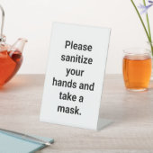 Anpassbare Sanitize Hände und eine Maske Sockelschild (In SItu)