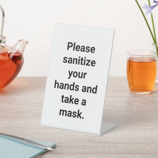 Anpassbare Sanitize Hände und eine Maske Sockelschild (In SItu)
