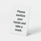 Anpassbare Sanitize Hände und eine Maske Sockelschild (Vorderseite)