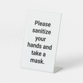 Anpassbare Sanitize Hände und eine Maske Sockelschild