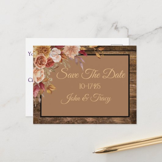 Anpassbare Save the Date-Designs Postkarte (Vorderseite/Rückseite Beispiel)