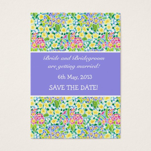Anpassbare Save the Date-Karte, Primrosen (Vorderseite)