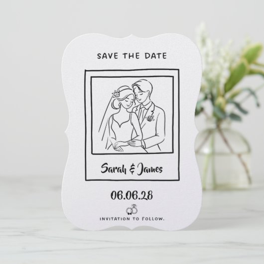 Anpassbare Save-the-Date-Karten Braut Bräutigam Save The Date (Stehend Vorderseite)