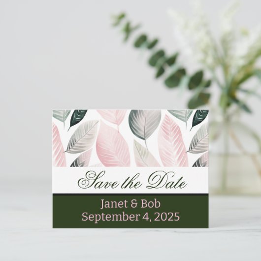 Anpassbare Save the Date Postkartenpinke Ankündigungspostkarte (Stehend Vorderseite)