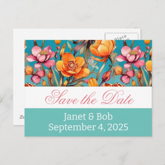 Anpassbare Save the Date Postkartenpinke Ankündigungspostkarte (Vorne/Hinten)