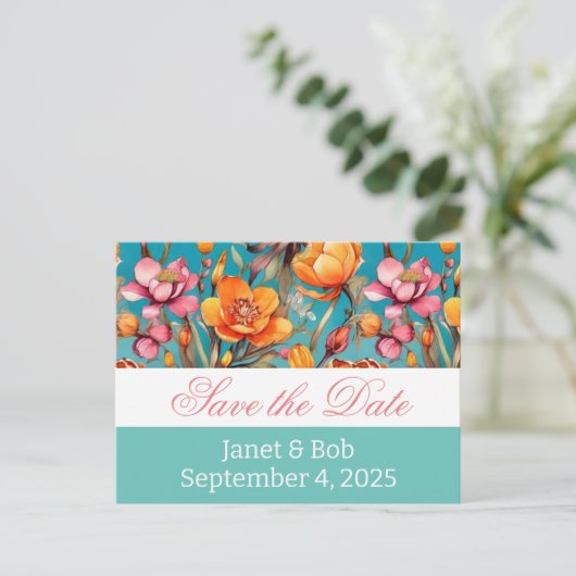 Anpassbare Save the Date Postkartenpinke Ankündigungspostkarte (Stehend Vorderseite)