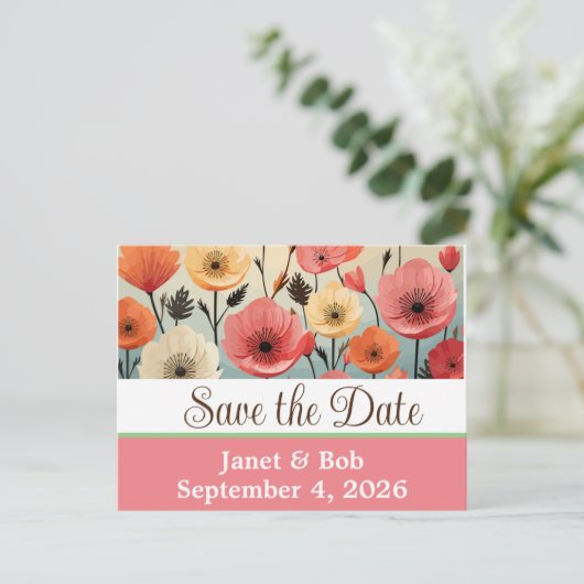 Anpassbare Save the Date Postkartenpinke Ankündigungspostkarte (Stehend Vorderseite)