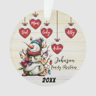 Anpassbare Schneemann-Familien-Weihnachtsdekoratio Ornament