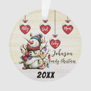 Anpassbare Schneemann-Familien-Weihnachtsdekoratio Ornament