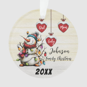 Anpassbare Schneemann-Familien-Weihnachtsdekoratio Ornament