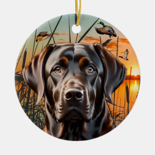 Anpassbare Schokolade Labrador Ornament (Vorne)