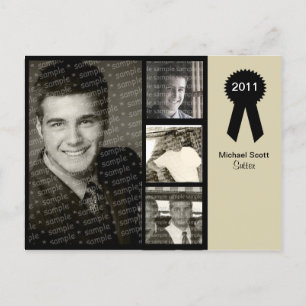 Anpassbare Schwarz-Beige-Grad-Karte mit 4 Foto Postkarte