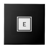 Anpassbare Schwarz-Weiß-Monogramm-Keramik Fliese (Vorderseite)