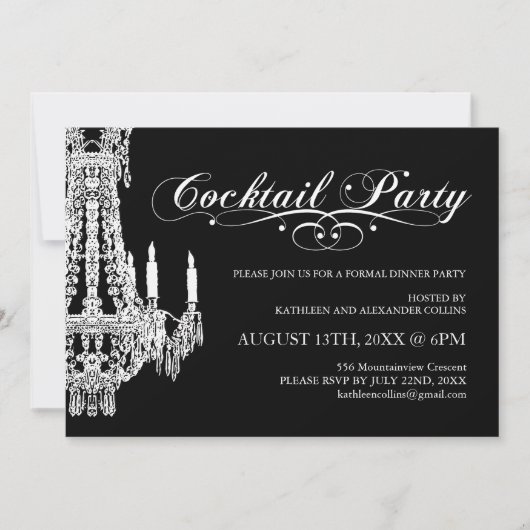 Anpassbare Schwarz-Weiß-Party Einladungen (Vorderseite)