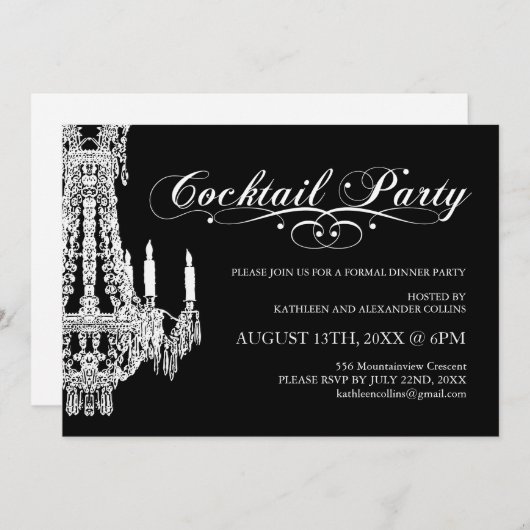 Anpassbare Schwarz-Weiß-Party Einladungen (Vorne/Hinten)