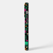 Anpassbare schwarze Blumen pink grüne Blumen iPhone Hülle (Linke Seite)