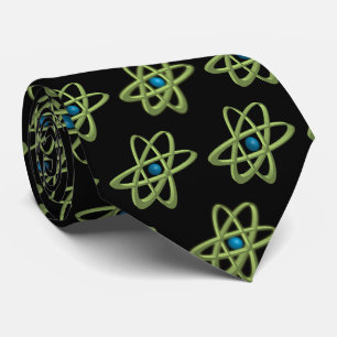 Anpassbare schwarze Hintergrundfarbe Atom Muster Krawatte