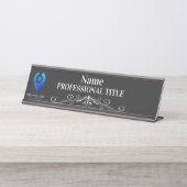Anpassbare schwarze Namensplatte mit Logo und Slog Schreibtischnamensplakette (Vorderseite )