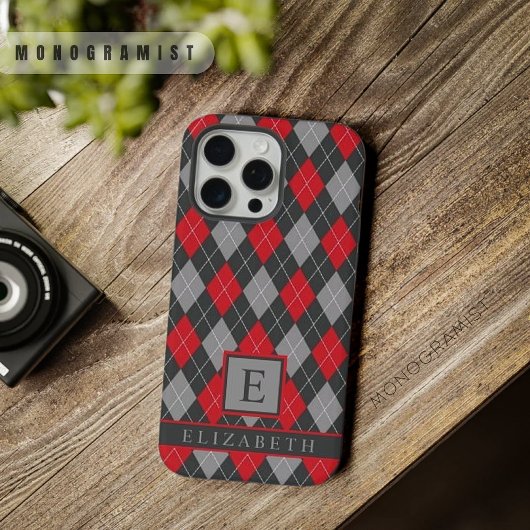 Anpassbare schwarze rote graue Farbe Argyle iPhone Hülle