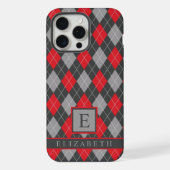 Anpassbare schwarze rote graue Farbe Argyle iPhone Hülle (Rückseite)