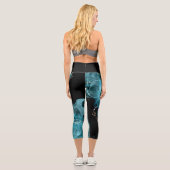 Anpassbare schwarze und blaue Caprihosen mit hoher Capri Leggings (Rückseite)
