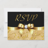 Anpassbare schwarze und goldene RSVP-Karten für Ih RSVP Karte (Vorderseite)