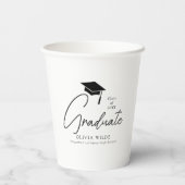 Anpassbare Script Schwarz & Weiß Abschluss 8oz Pappbecher (Rückseite)