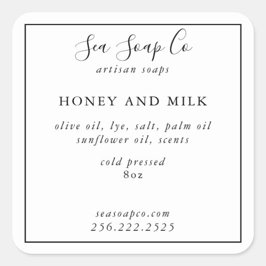 Anpassbare Seifenaufkleber Quadratischer Aufkleber (Vorderseite)