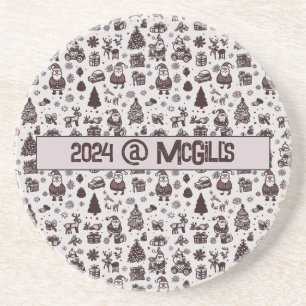 Anpassbare Sepia Weihnachtsmuster Getränkeuntersetzer