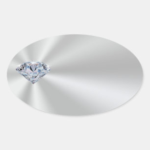Anpassbare silberfarbene Diamant-Aufkleber Ovaler Aufkleber