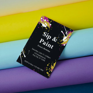 Anpassbare Sip- und Paint-Party Einladung