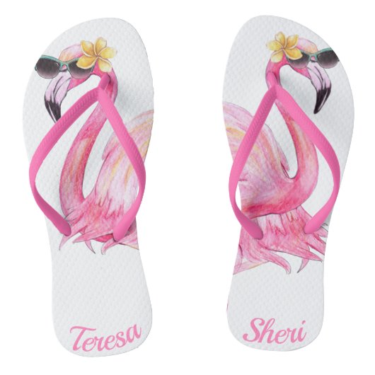 Anpassbare Sister Flamingo Flip Flops Badesandalen (Fußbett)