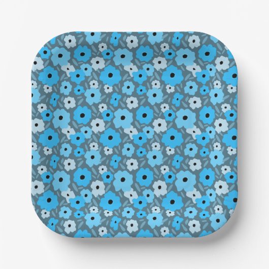 Anpassbare skandinavische Doodle-Blume Pappteller (Vorderseite)