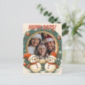 Anpassbare Snowman Happy New Year Postkarte (Stehend Vorderseite)