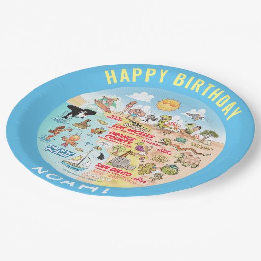 Anpassbare SoCal-Geburtstagsplatte Pappteller (Schrägansicht)