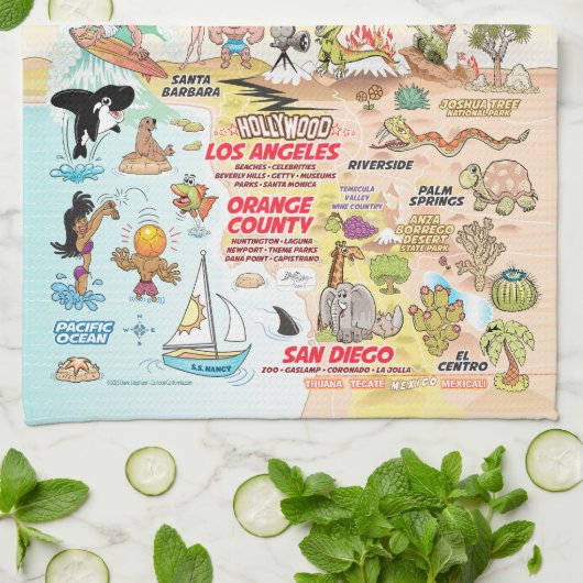 Anpassbare SoCal Geschirrtuch (Gefaltet)