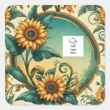 Anpassbare Sonnenblumen-Logo-Verpackungsaufkleber