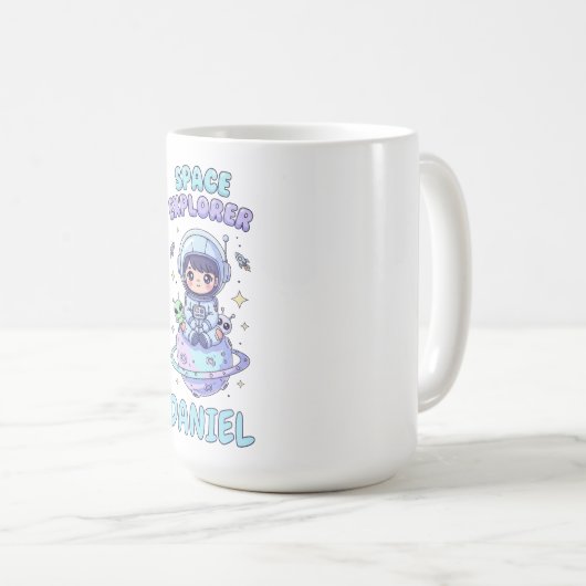 Anpassbare Space Explorer Kawaii Kaffeetasse (VorderseiteRechts)